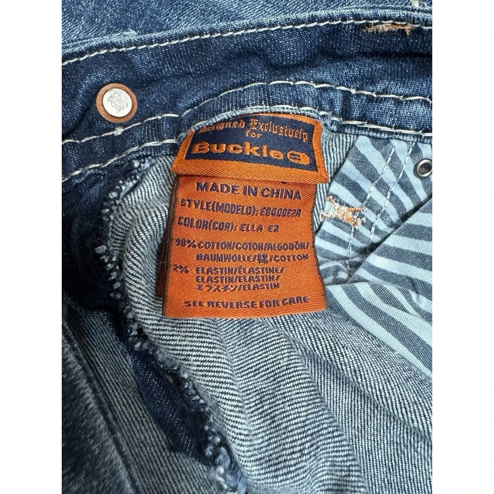 🤑Y2K‎ Rock Revival Jeans Bootcut Thick White Stitching Denim Bling Pockets 27 - Picture 8 of 9